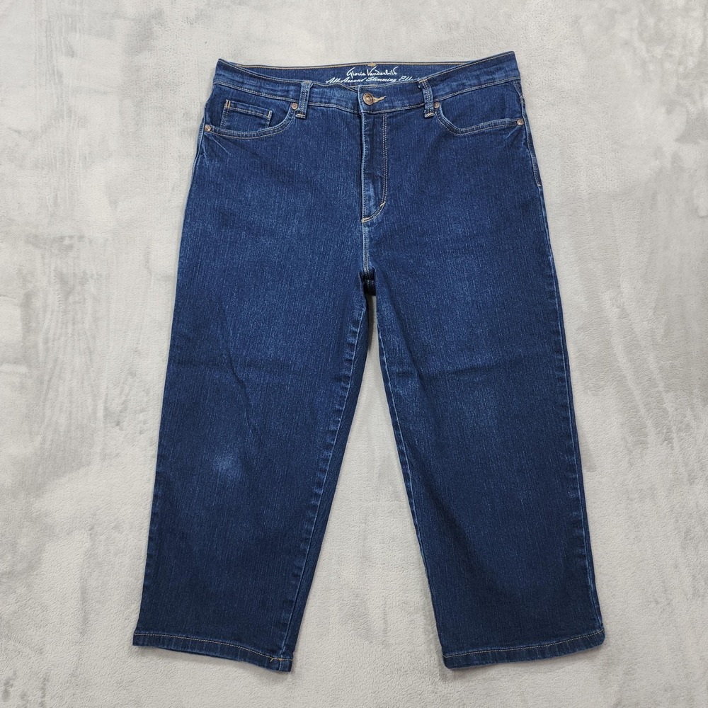 Gloria Vanderbilt Jeans Womens 12 Blue High Rise Amanda Capri Stretch Denim